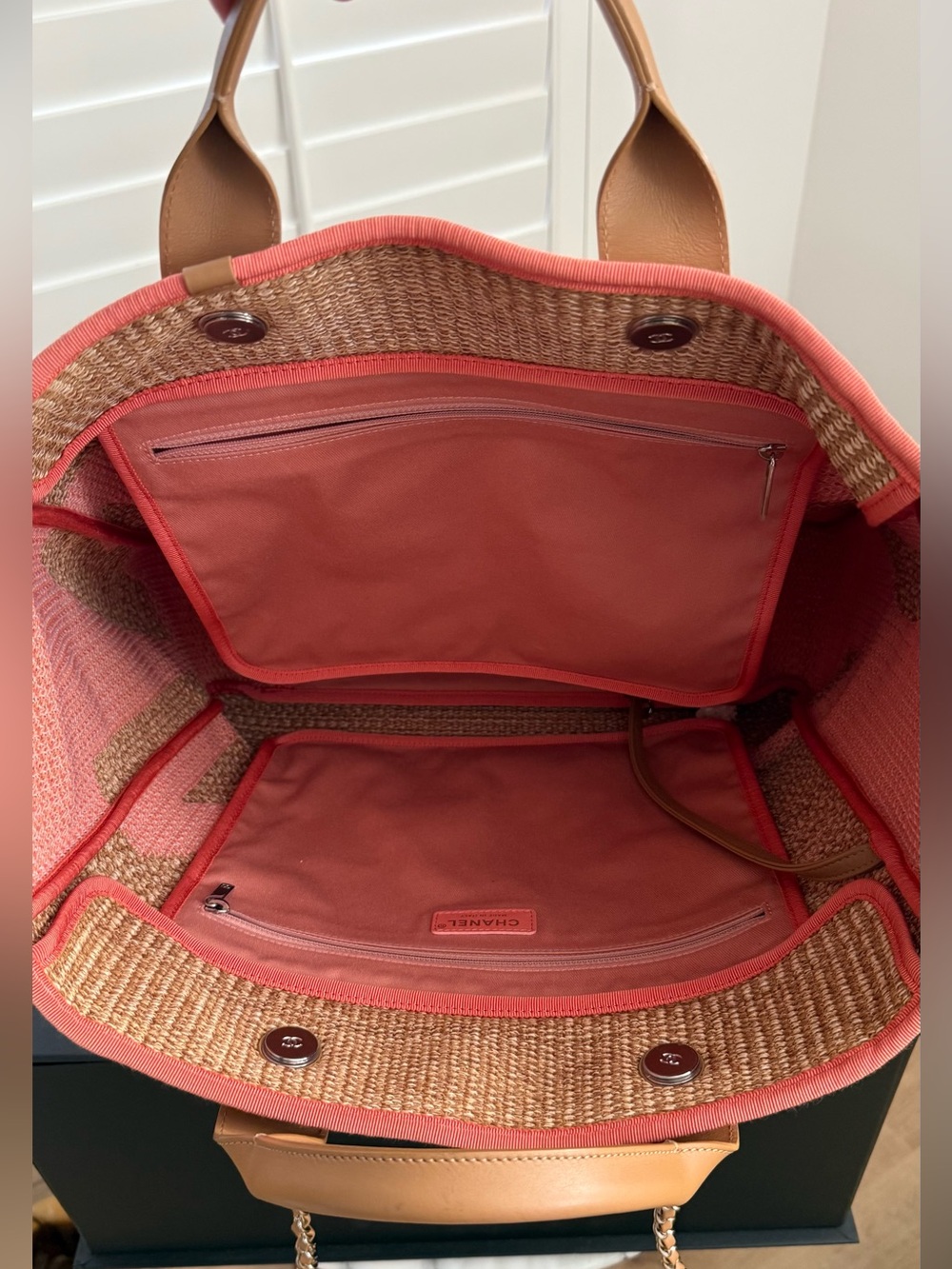 Chanel Pink Raffia Large Shopping Tote - Picture 8 of 11